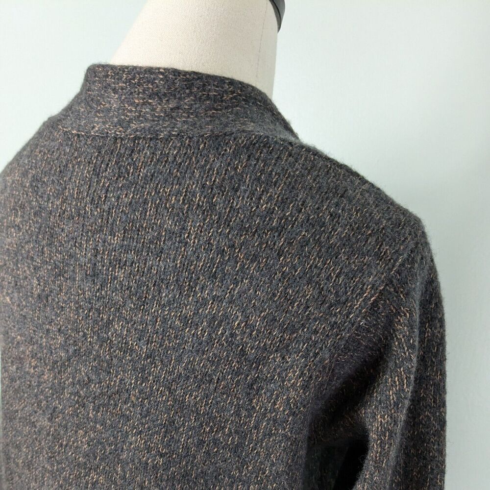 Eileen Fisher Cardigan Sweater PM Brown Black Wool Blend Long Open Duster Work - Picture 7 of 11